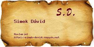 Simek Dávid névjegykártya